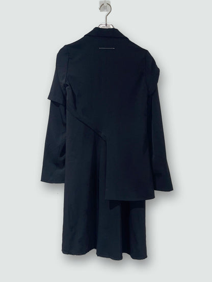 Black Asymmetry Layers Mid Length Coat | Size IT 36 ~ XS