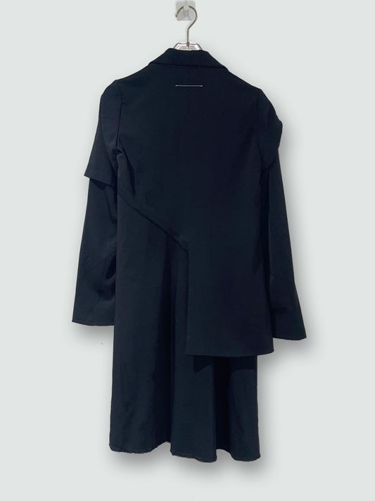 Black Asymmetry Layers Mid Length Coat | Size IT 36 ~ XS