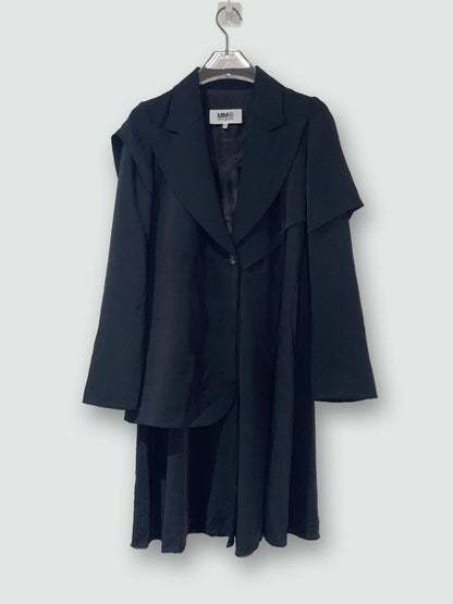Black Asymmetry Layers Mid Length Coat | Size IT 36 ~ XS
