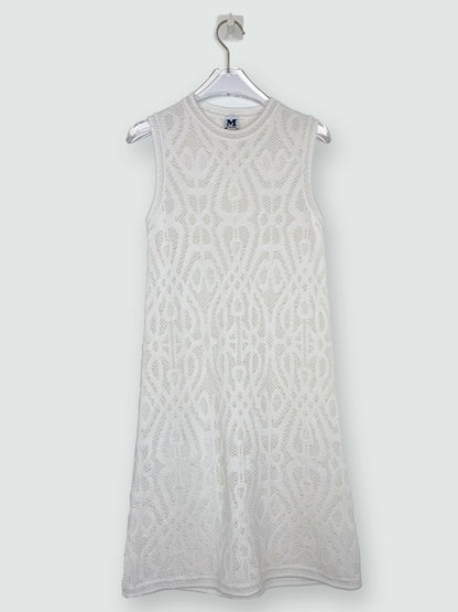 White Sleeveless Knit Dress Knee Length Dress | Size IT 38 ~ Small