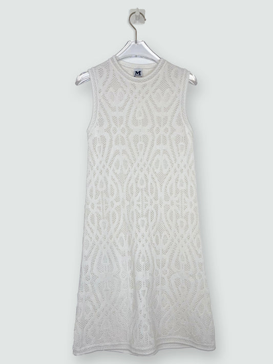 White Sleeveless Knit Dress Knee Length Dress | Size IT 38 ~ Small