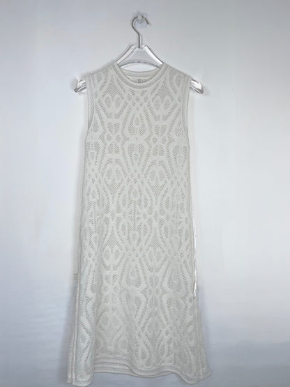 White Sleeveless Knit Dress Knee Length Dress | Size IT 38 ~ Small