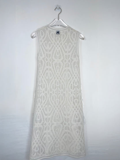 White Sleeveless Knit Dress Knee Length Dress | Size IT 38 ~ Small