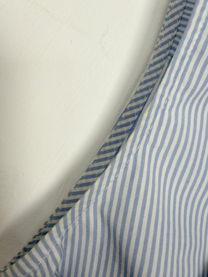 Blue & White Stripe Top w/ Crisscross Strap Belt | Sz XS
