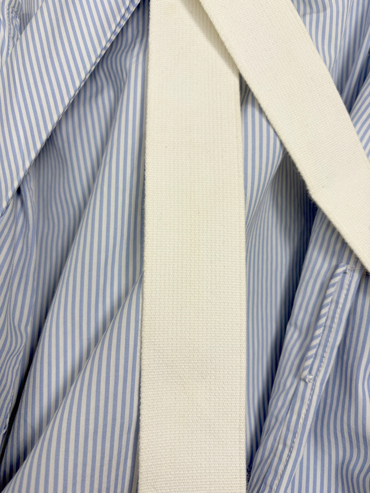 Blue & White Stripe Top w/ Crisscross Strap Belt | Sz XS