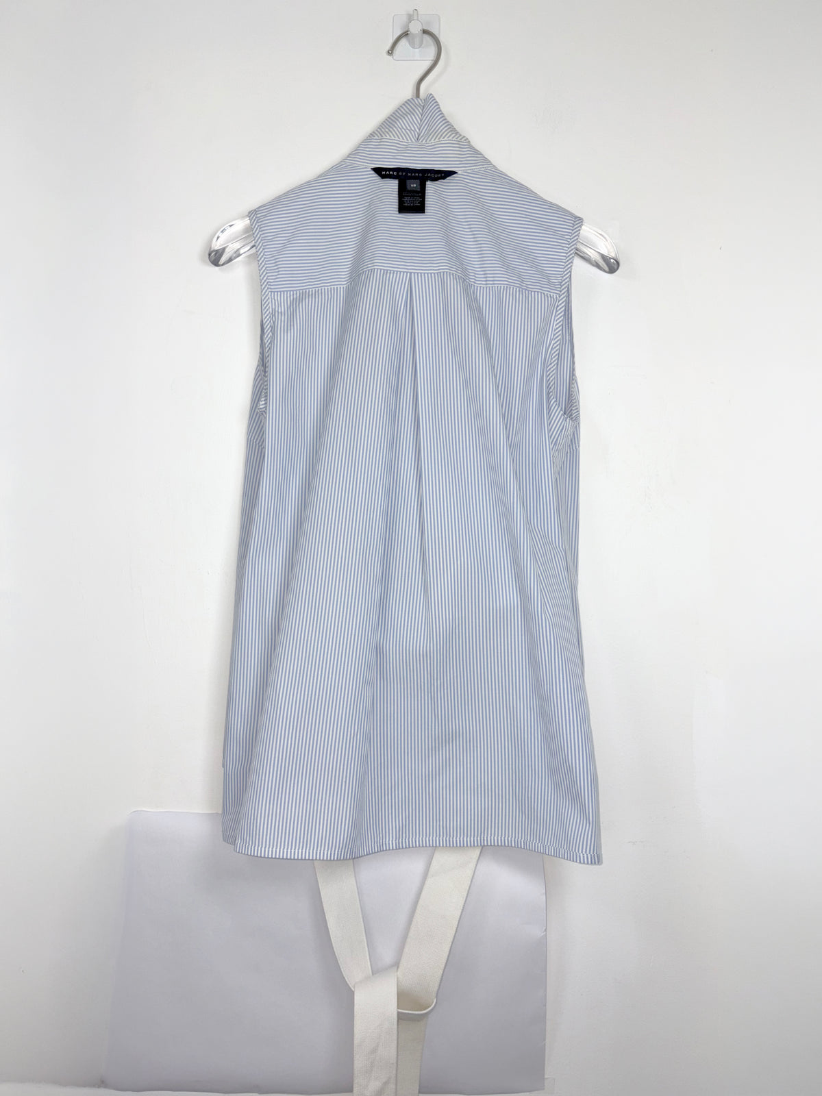 Blue & White Stripe Top w/ Crisscross Strap Belt | Sz XS