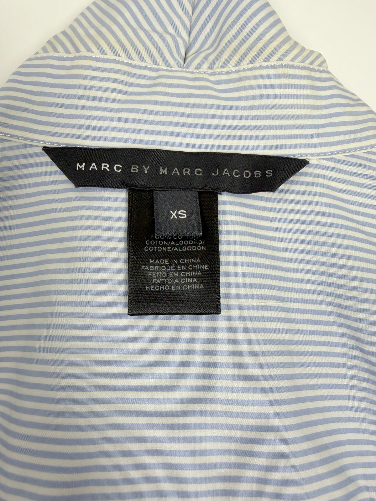 Blue & White Stripe Top w/ Crisscross Strap Belt | Sz XS