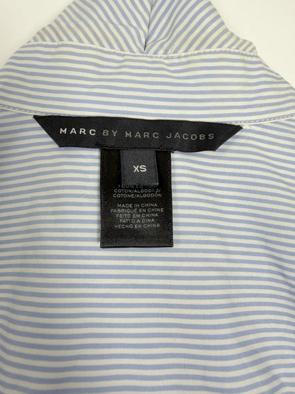 Blue & White Stripe Top w/ Crisscross Strap Belt | Sz XS