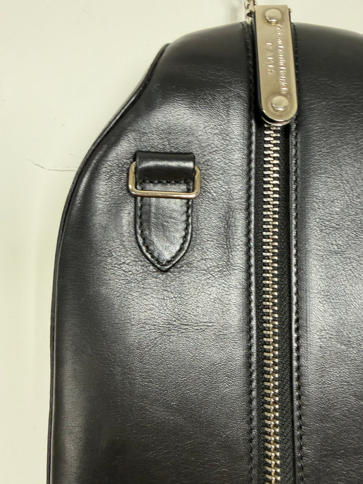 2013 Black Leather Zipper Wristlet Boxy Clutch