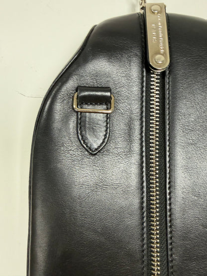 2013 Black Leather Zipper Wristlet Boxy Clutch