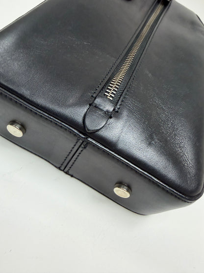 2013 Black Leather Zipper Wristlet Boxy Clutch
