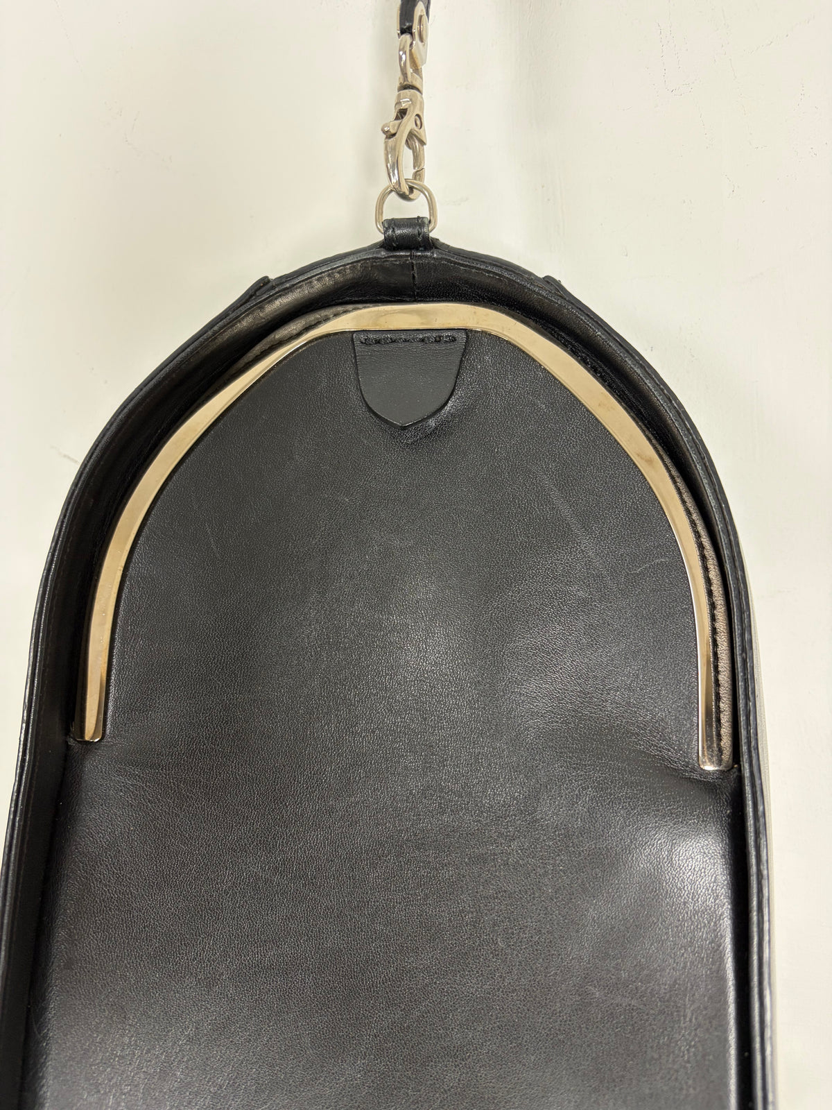 2013 Black Leather Zipper Wristlet Boxy Clutch