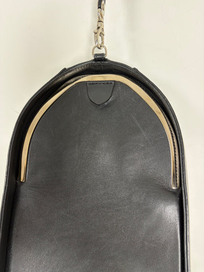 2013 Black Leather Zipper Wristlet Boxy Clutch