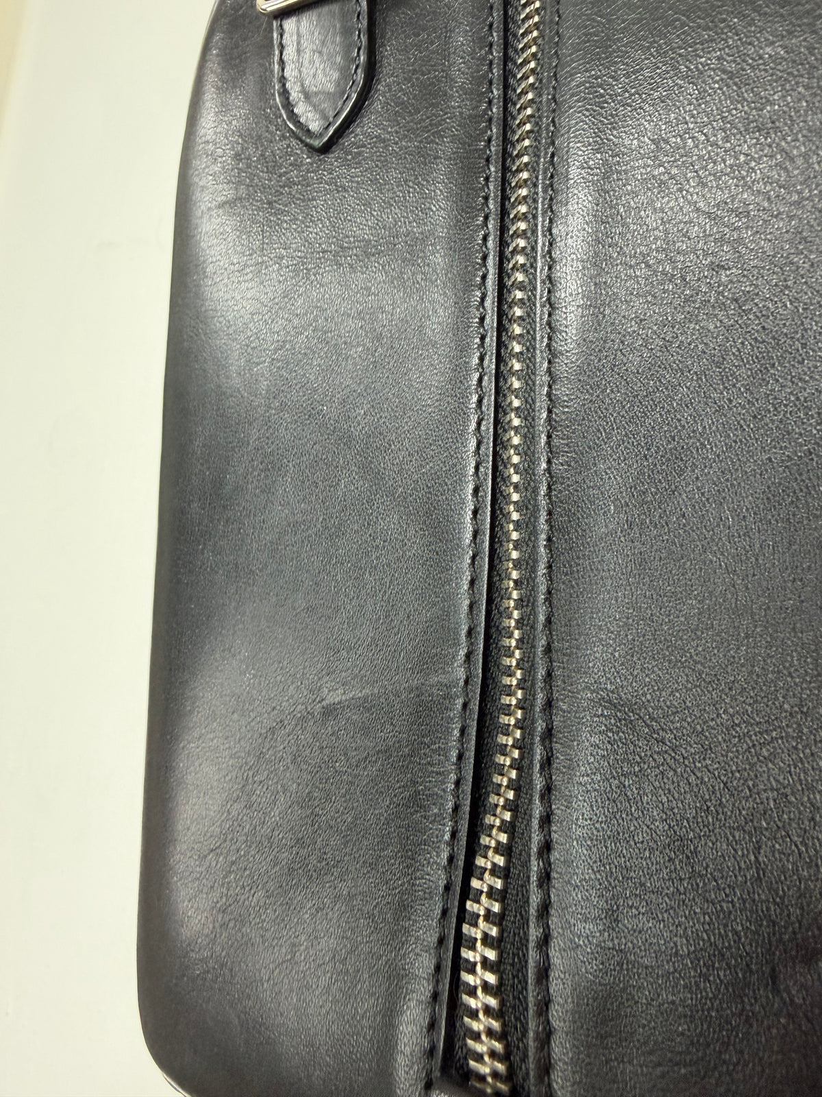2013 Black Leather Zipper Wristlet Boxy Clutch