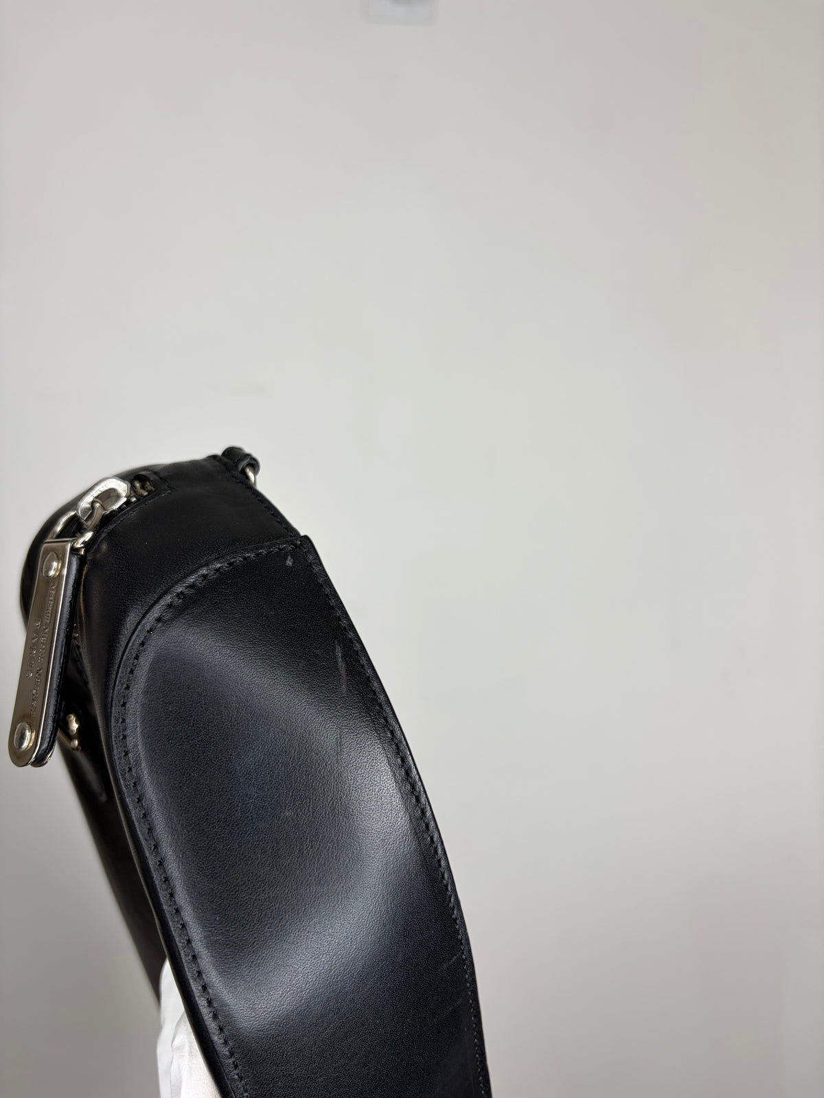 2013 Black Leather Zipper Wristlet Boxy Clutch