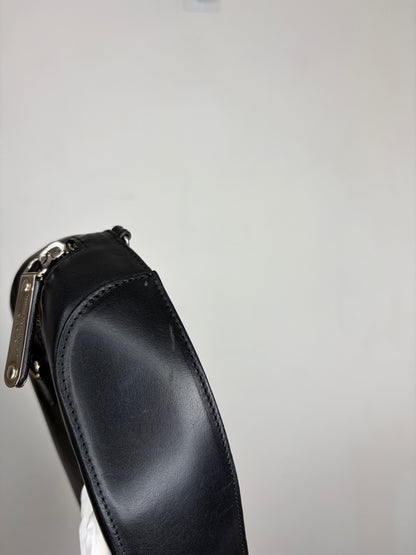 2013 Black Leather Zipper Wristlet Boxy Clutch