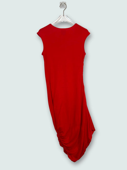 Red Zip Detail Ruched Asymmetry Dress | Sz Small