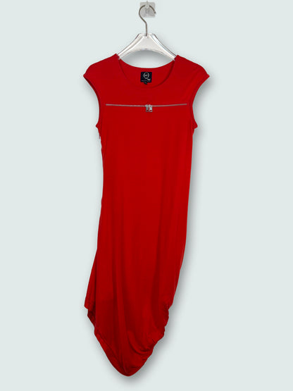 Red Zip Detail Ruched Asymmetry Dress | Sz Small