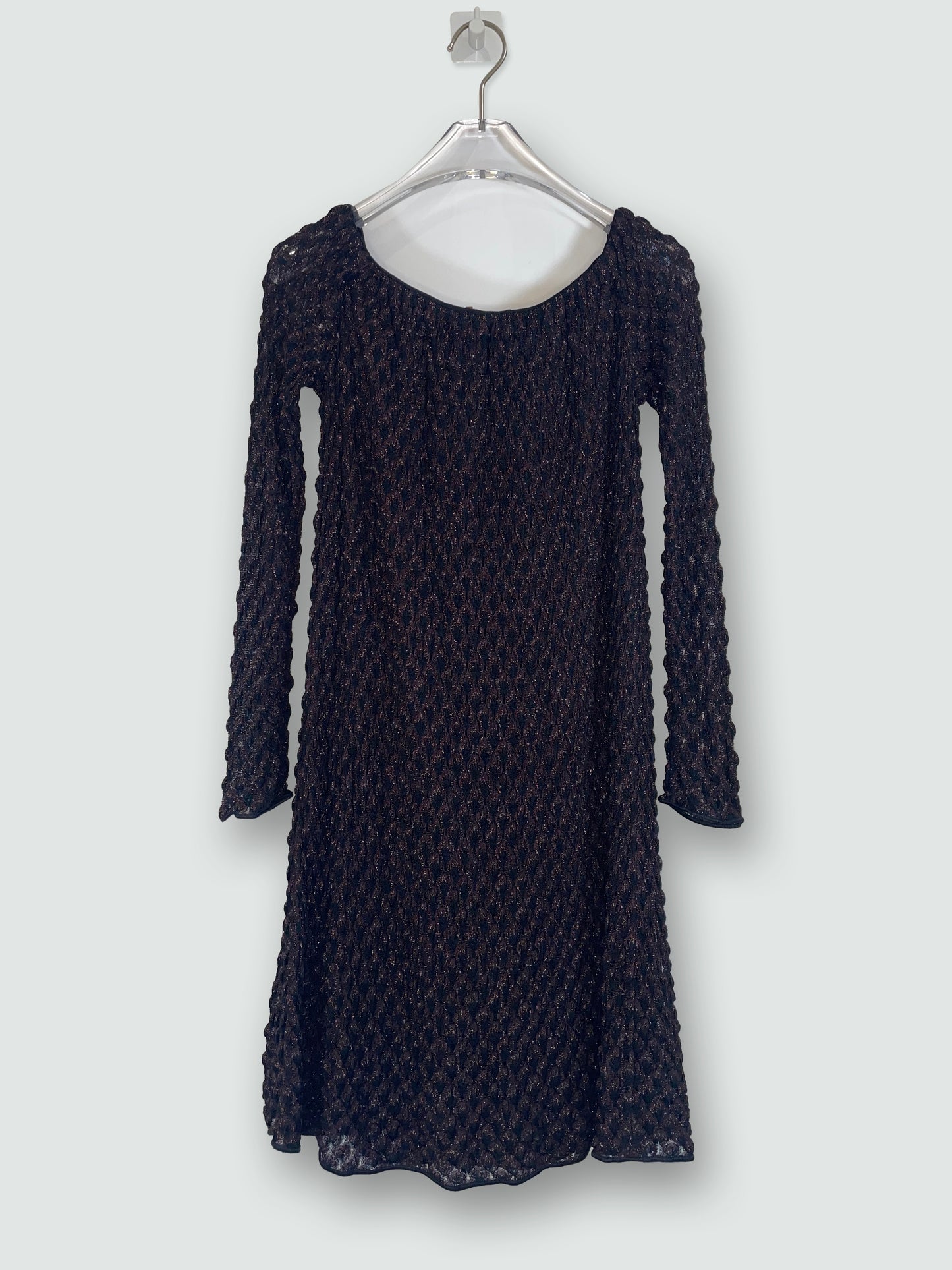 Texture Metallic Lurex Crochet Knit Long Sleeve Dress | Sz IT38