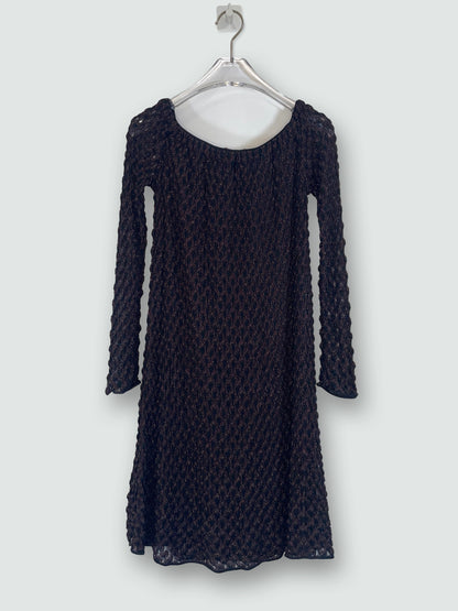 Texture Metallic Lurex Crochet Knit Long Sleeve Dress | Sz IT38