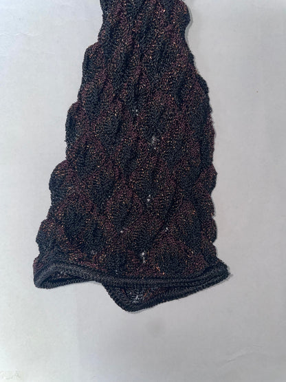 Texture Metallic Lurex Crochet Knit Long Sleeve Dress | Sz IT38