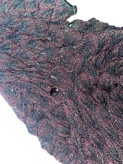 Texture Metallic Lurex Crochet Knit Long Sleeve Dress | Sz IT38