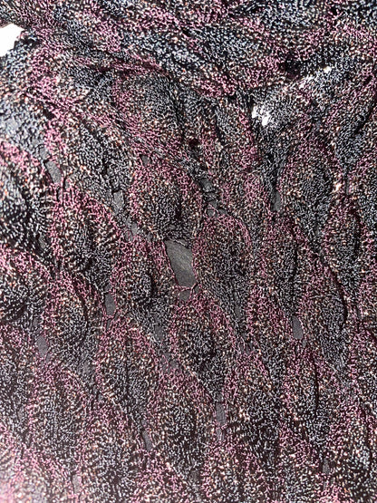 Texture Metallic Lurex Crochet Knit Long Sleeve Dress | Sz IT38