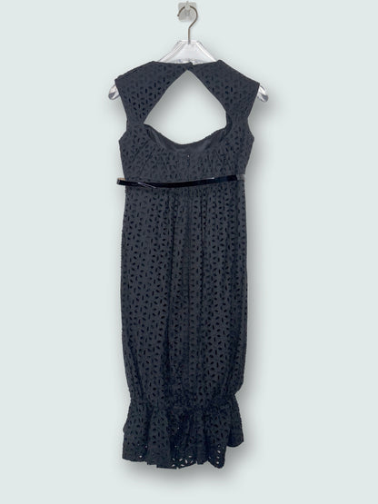 Black Cotton Dress Silk Lining& Cut Out Back |Sz US4 ~ Small