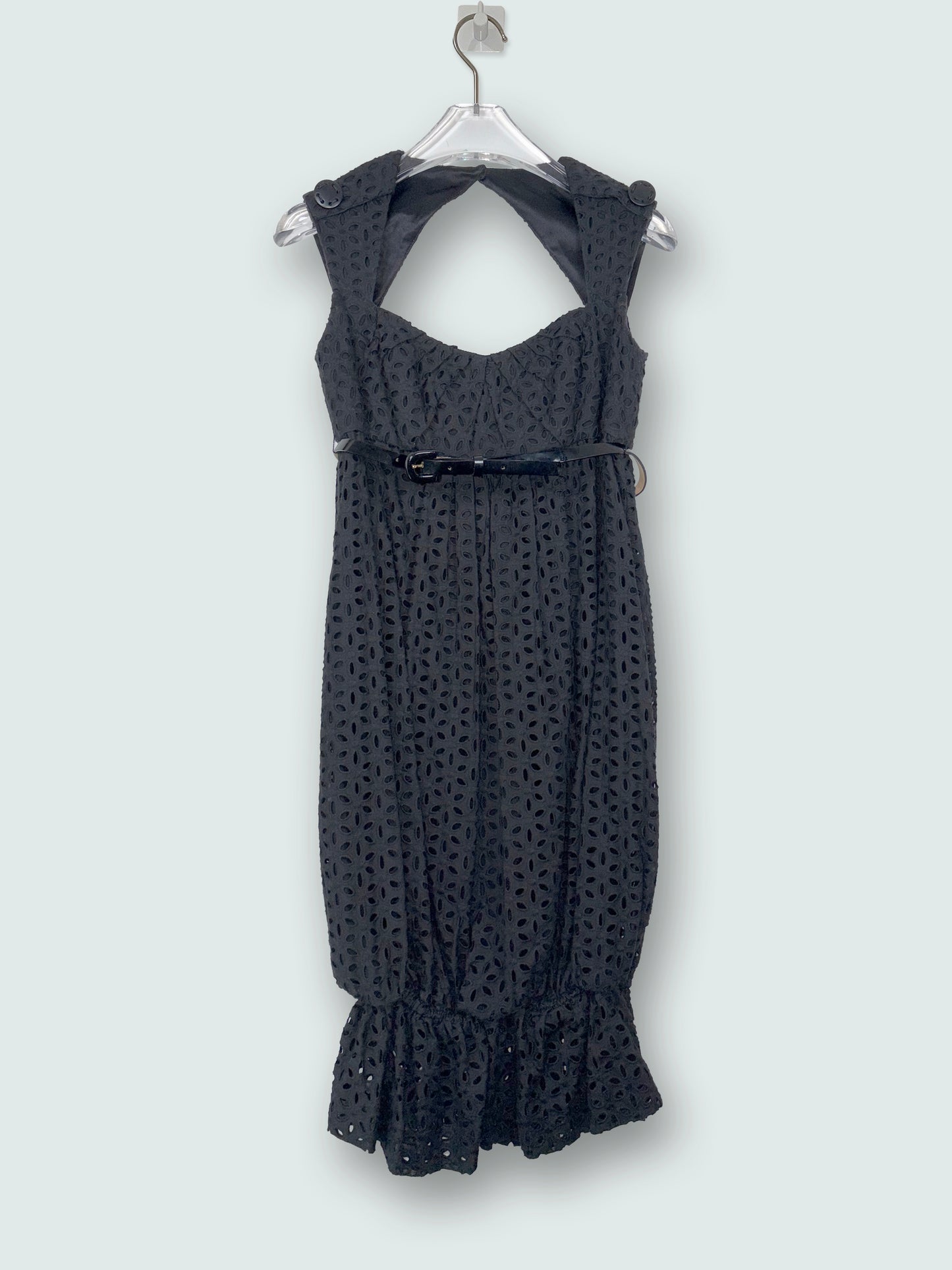 Black Cotton Dress Silk Lining& Cut Out Back |Sz US4 ~ Small