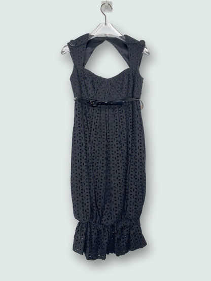 Black Cotton Dress Silk Lining& Cut Out Back |Sz US4 ~ Small