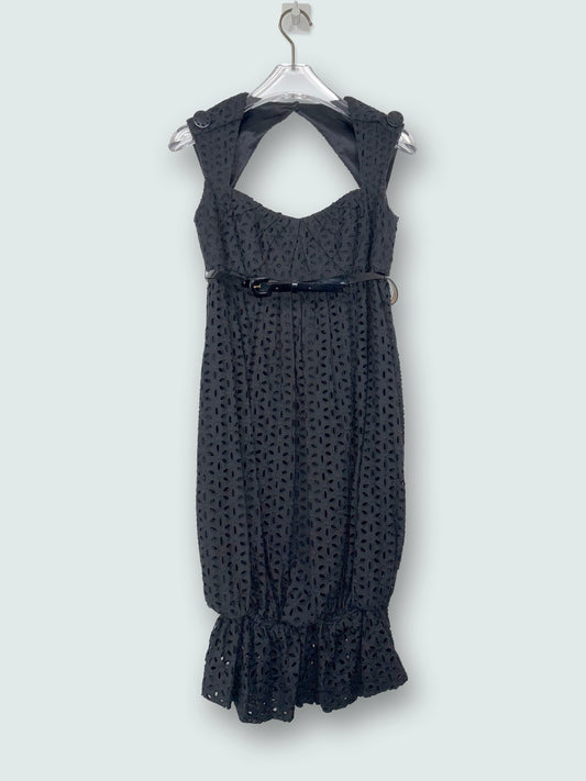 Black Cotton Dress Silk Lining& Cut Out Back |Sz US4 ~ Small