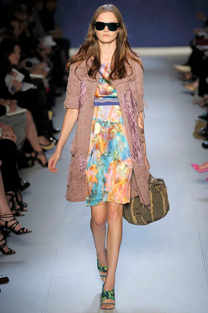 2009 S/S 100% Silk Floral Midi Knee Skirt | Sz IT38