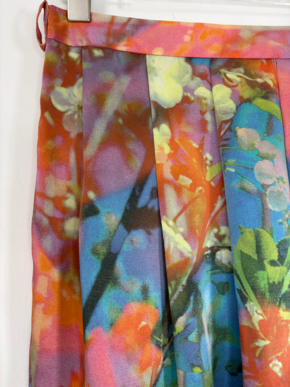 2009 S/S 100% Silk Floral Midi Knee Skirt | Sz IT38