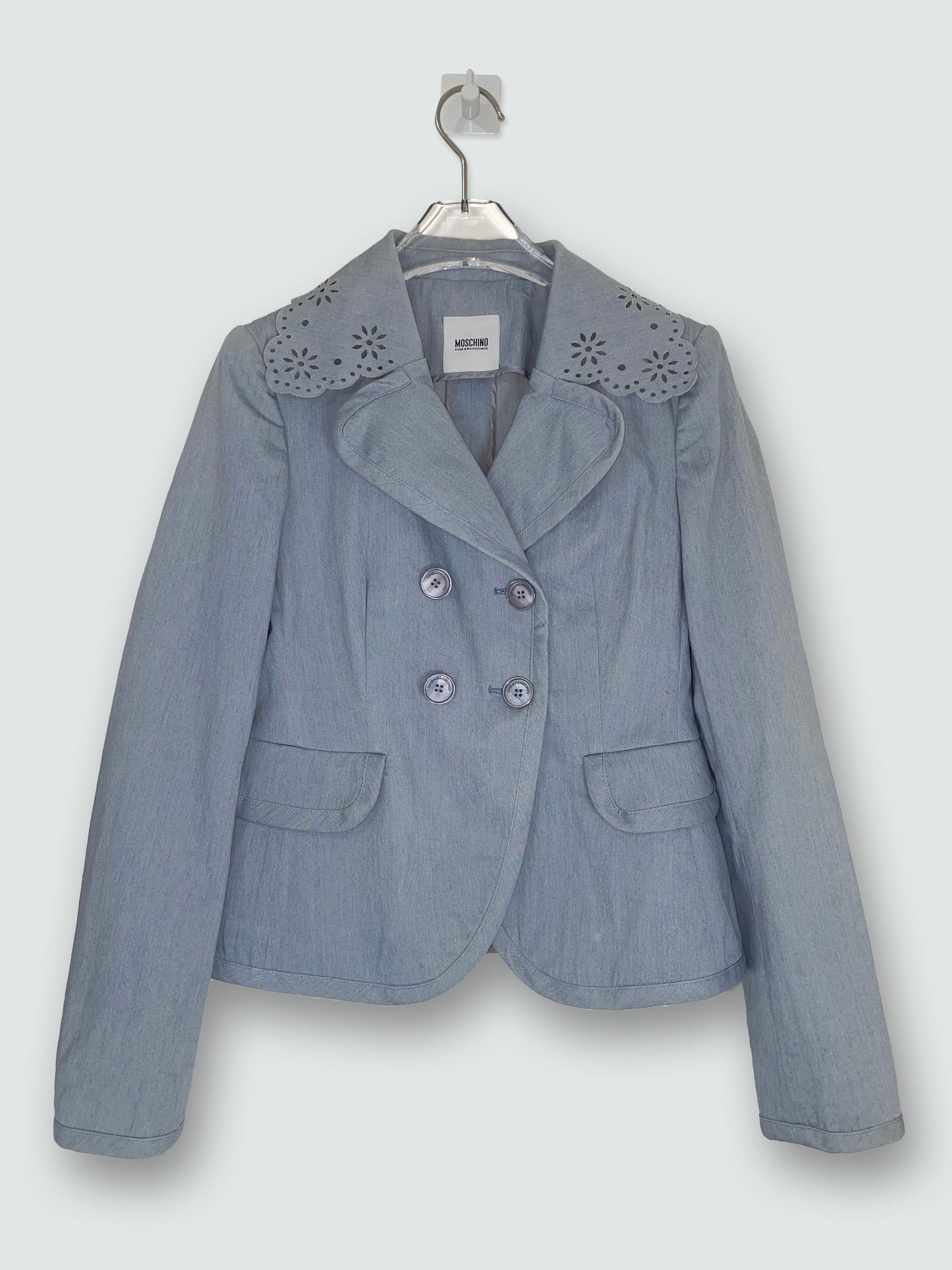 Denim Lace Collar Double Breasted Jacket | Sz IT40 ~ S