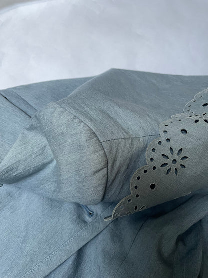 Denim Lace Collar Double Breasted Jacket | Sz IT40 ~ S