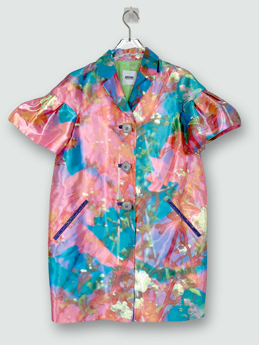 *Runway* SS2009 Satin Floral Pastel Coat | Sz IT38 XS-S