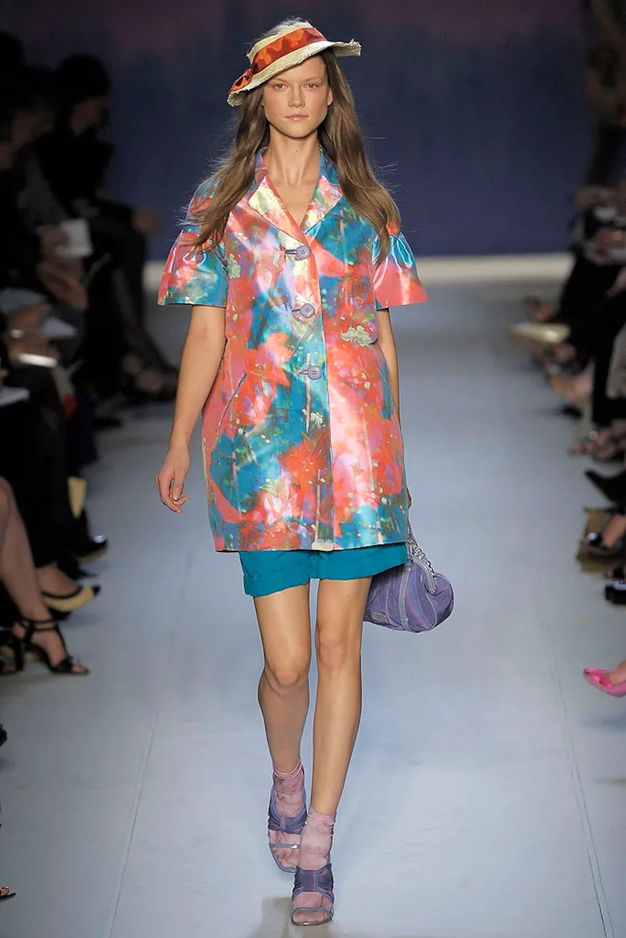 *Runway* SS2009 Satin Floral Pastel Coat | Sz IT38 XS-S