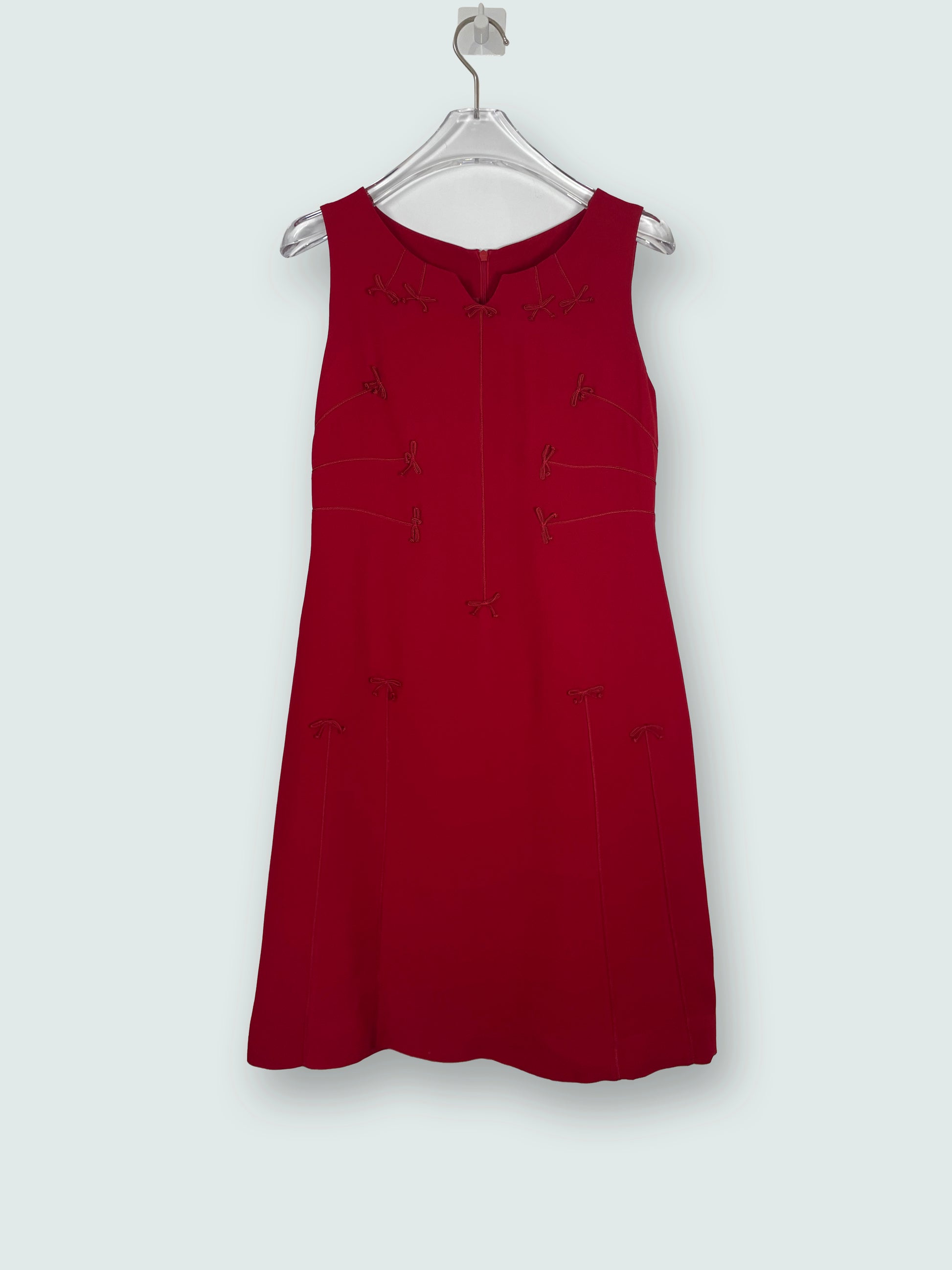 Vintage 90s Cute Bows Detail Red Sheath Dress