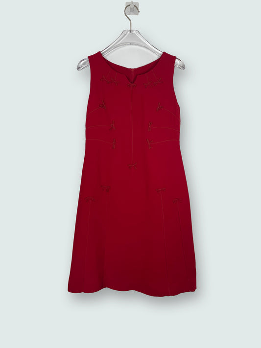 Vintage 90s Cute Bows Detail Red Sheath Dress | Sz IT38