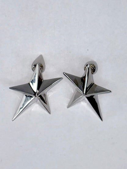 *New* Silver Star Stud Earrings w/ Sculpted Teardrop Post Backs