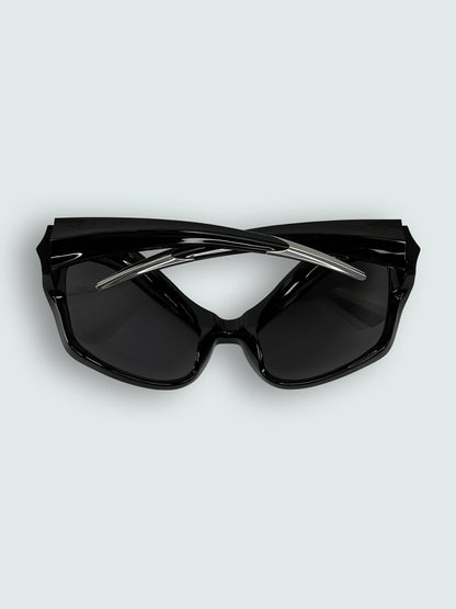 Black Sculpted Cat Eye Sunglasses *As seen on Lady Gaga* | Sz 58.20.120