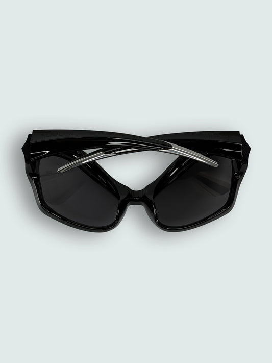 Black Sculpted Cat Eye Sunglasses *As seen on Lady Gaga* | Sz 58.20.120