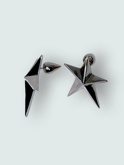 *New* Silver Star Stud Earrings w/ Sculpted Teardrop Post Backs