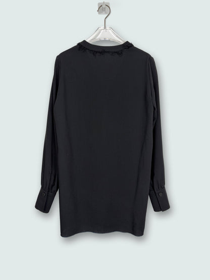 100% Virgin Wool Black V Neck Blouse | Sz FR34 ~ Small