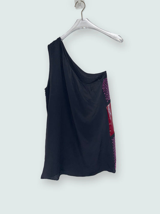 Alessandro Dell'Acqua | Rhinestone Vinyl One Shoulder | Sz IT 40~Small