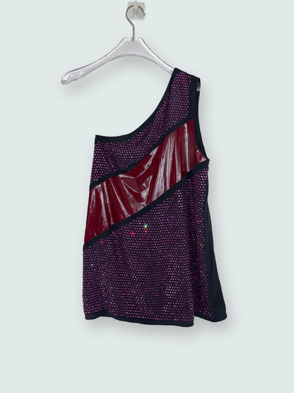 Alessandro Dell'Acqua | Rhinestone Vinyl One Shoulder | Sz IT 40~Small