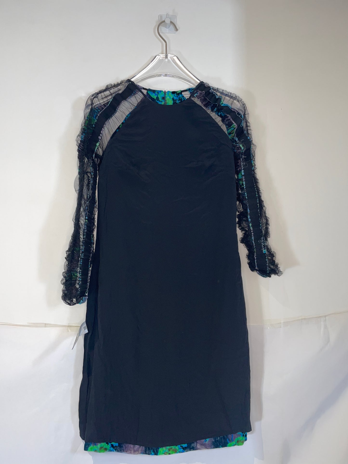Pre Fall 2013 Ruched Tulle Velvet Floral Blue Dress | Size XS