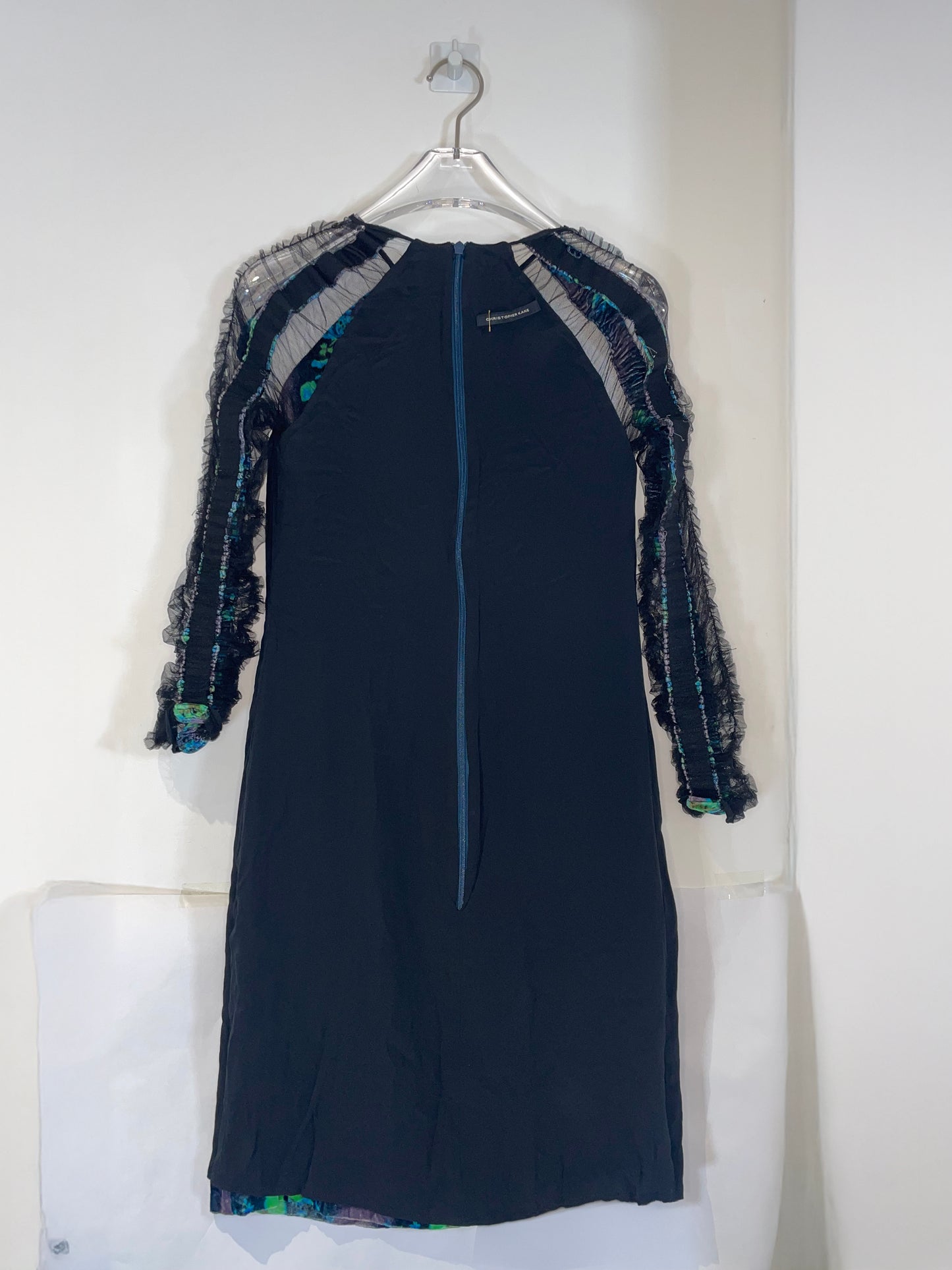 Pre Fall 2013 Ruched Tulle Velvet Floral Blue Dress | Size XS