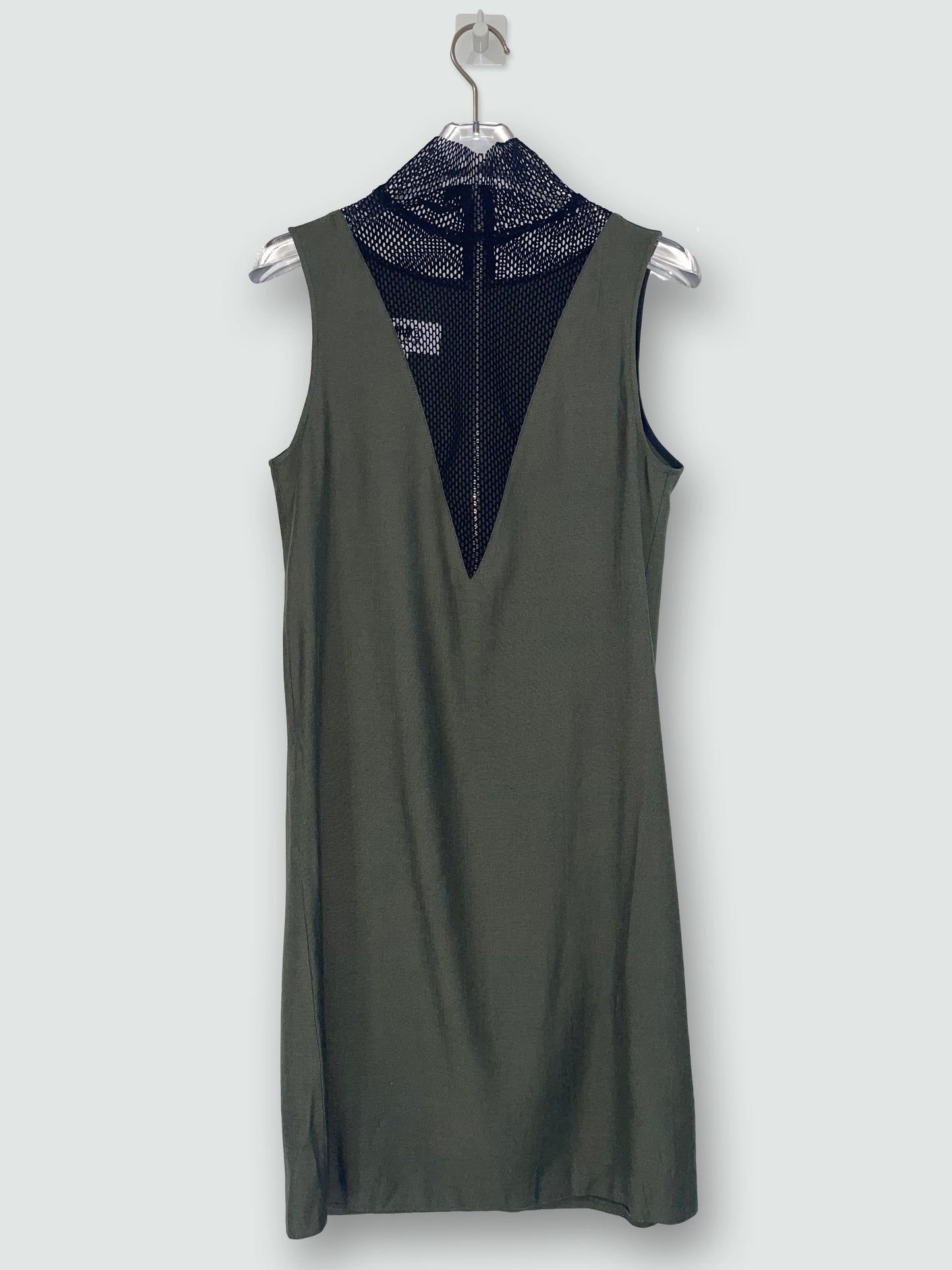 Green/Black High Neck Sleeveless Shift Dress | Size 36