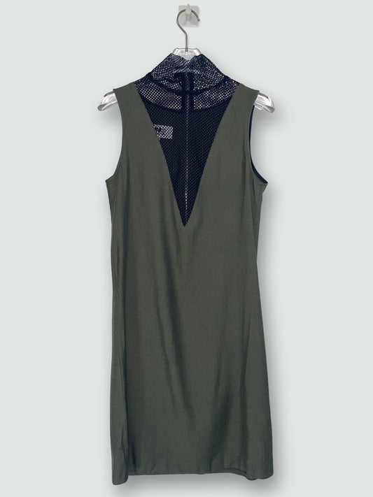 Green/Black High Neck Sleeveless Shift Dress | Size 36
